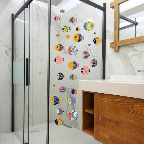 Colorful cartoon fish wall sticker PVC Material DIY waterproof wall decals For Childrens room bathroom home decor sticker