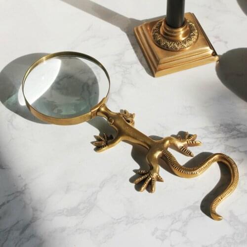 Handmade Brass Handle Magnifying Glass HD Glasses for the Old Study Living Room Decoration Antique Collection Lucky Crafts