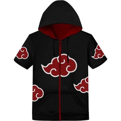 Akatsuki Cosplay 3D Print Hood Shirt Short Sleeve Summer T-shirt Tee