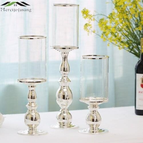 3PCS Metal Candle Holders Candelabra Table Centerpiece Flower Vase Crown Candelabrum Stand Pillar Candlestick For Wedding GZT047