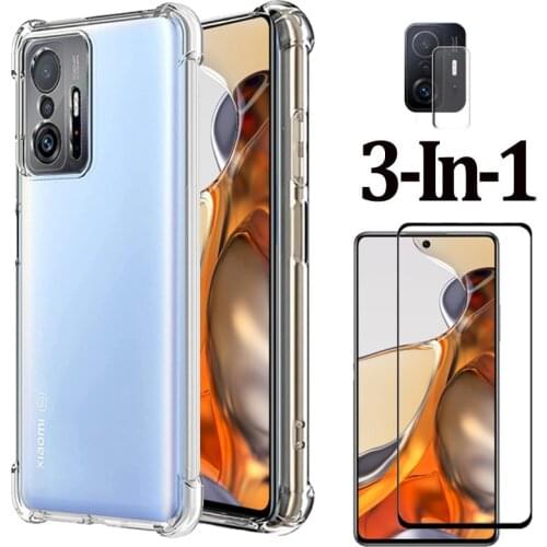 Mi11 Lite Protector Case Mi 11 Lite 5g Cover+Tempered Glass,Phone Cases For Xiaomi 11 Lite Mi11Lite Anti-knock Silicon Case Mi 11Lite