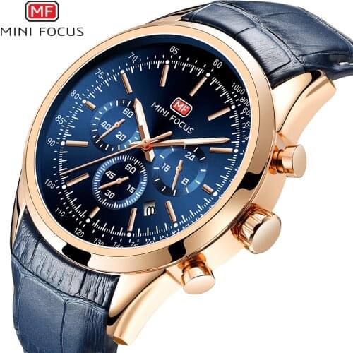 MINIFOCUS Men Watch Top Luxury Brand Business Clock Mens Wristwatches Chronograph Sports Quartz Male Watches Relogio Masculino