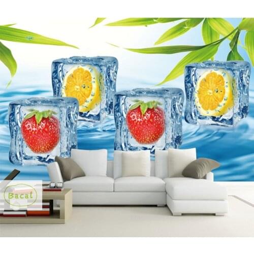 Bacal 3d papel Murals Water drop fruit orange 3d wallpaper Murals for kitchen room photo mural dinning room 3d blue wall mural