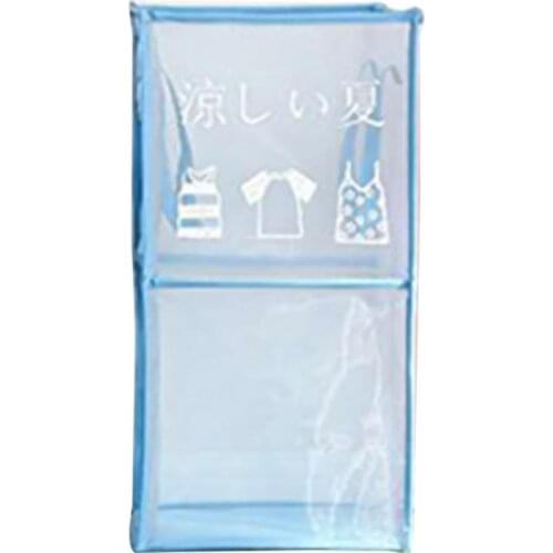 2021 New Clothes Bag Eco-friendly Space-saving Large Capacity Nylon Mesh Foldable Laundry Basket with Handle for Home Blue