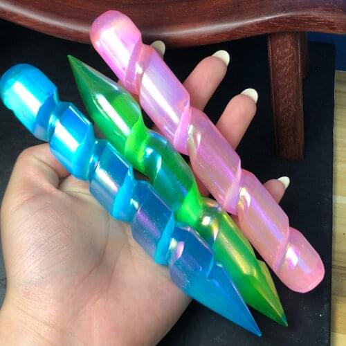 New product!!!!Natural Plating color selenite crystal gemstone healing original gypsum stone massager