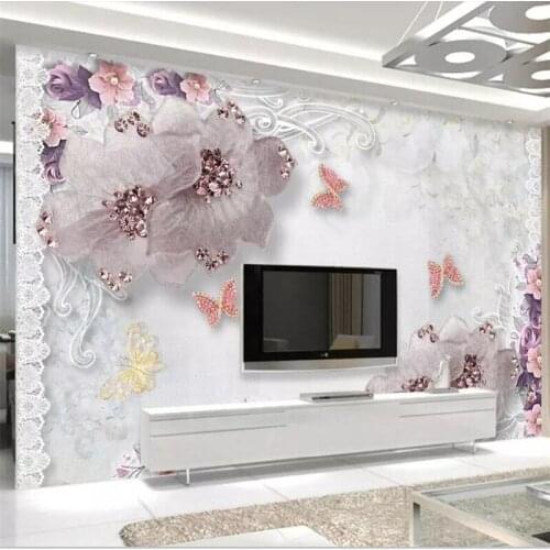 Beibehang Wallpaper custom living room bedroom sofa mural fashion floral jewelry lace TV decorative background wall painting