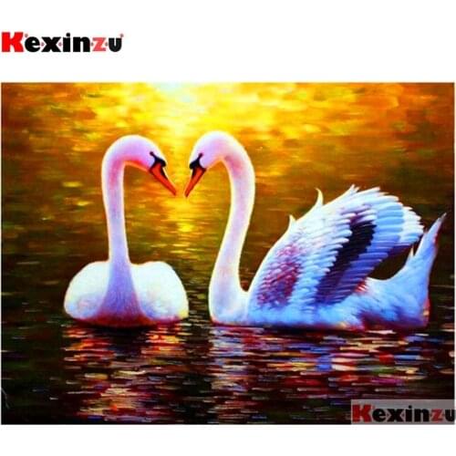 Full Square/Round 5d Diamond Painting Sunset swan 3d Embroidery Cross Stitch Diamond Mosaic Full Picture Rhinestone Decor W1216