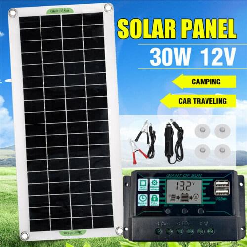30W Portable Solar Panel 12V for Car Van Boat Caravan Camper Battery Charger