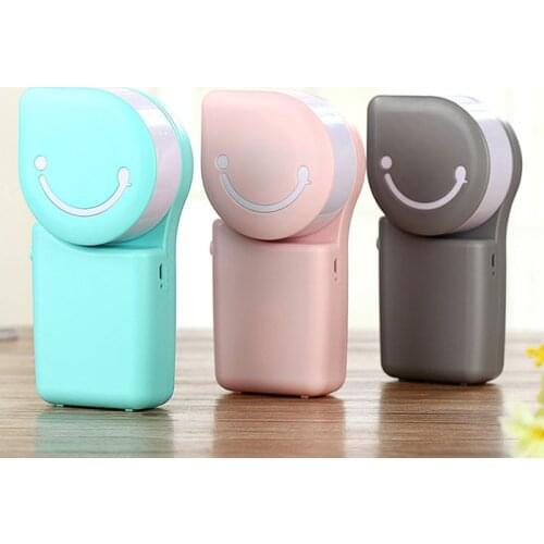 3 Colors USB 600mAh Big Power Portable Cooling Fan Air Conditioner Handhold Mini Smile Face Cute Office Fan
