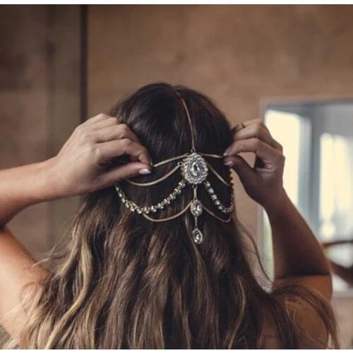 Fashion Style Full Crystal Headband Hair Jewelry Plated Hairclip Wedding Bridal Head Jewelry Head chain Birthday Gift