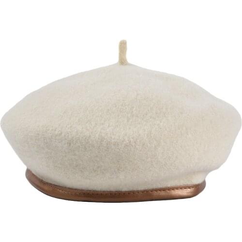 Wool Felt Winter Beret Solid Warmer Women Beanies Cap Classical French Style Beret Femme Beanies Cap Ladies Fascinator Hat