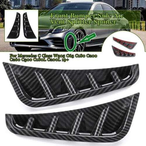 1Pair Canard Spoiler Splitter Front bumper side trim cover For Mercedes C Class W205 C63 C180 C200 C260 C300 C180L C200L 2019