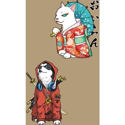 Cartoon Beautiful Cat Iron on heat transfer for clothing T-shirt hoody Ironing Sticker Japan Style DIY heat press Applique