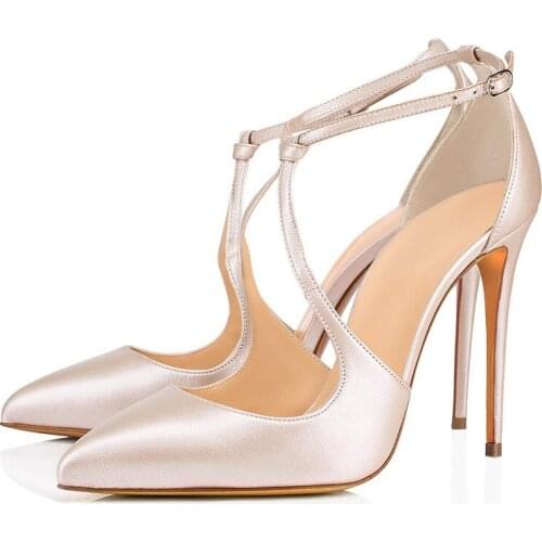 Pumps High Heels Sandals Pointed Toe Cross-strap Ladies Shoe Buckle Strap Fashion Thin Heel Brand Women Shoes Sandalias Mujer