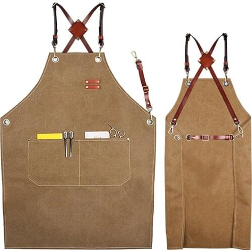 Waterproof canvas apron, coffee shop, Baker, barber, work clothes, custom logo