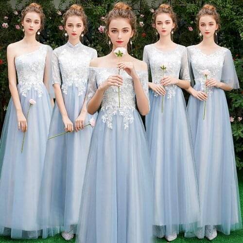 Bridesmaids Dresses Vintage Embroidery Half Lace Strapless A-Line Luxury Tulle Off The Shoulder Women Wedding Party Gown E084