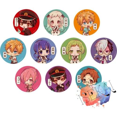 50mm Toilet-Bound Hanako-kun Anime badge Yugi Amane Tsukasa Nene Yashiro Minamoto Kou Teru Mitsuba Metal Badge Brooch Pins