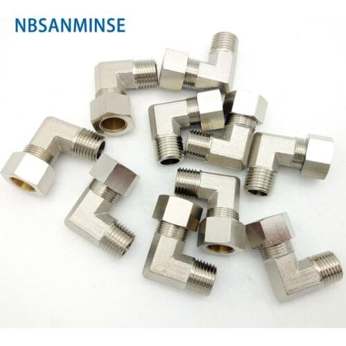 10Pcs/lot KL 1/8 1/4 3/8 1/2 Coupling Connector Compression Brass Fitting R Thread Pneumatic Parts Tube Air Fitting Sanmin