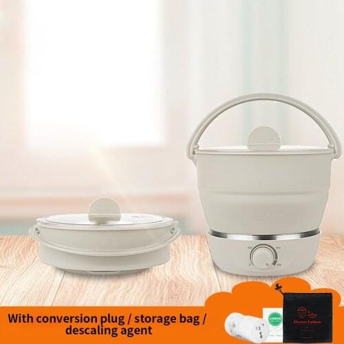 100-240V 1L Folded Food grade Silicone slow cooker portable cooking pot Mini hot pot Travel electric cooker 3 files adjustment