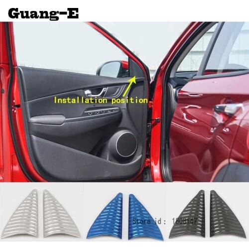 For Hyundai Kona Encino Kauai 2017 2018 2019 2020 Car Sticker Inner Front Head A Column Frame Triangle Moulding Trim 2pcs