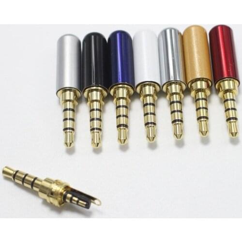 20pcs 3.5 mm 1/8" Stereo Plug TRRS 4 poles Wire solder Screw Assembly Copper Gold Plate 14.0mm Socket barrel