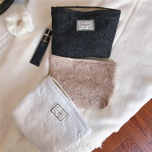 3 Colors Newest Arrival Women Zippered Cosmetic Bag Large Rose & Letter Print Clutch Fashion Cosmetic Bags