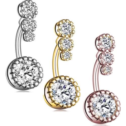 316L Surgical Stainless Gem belly ring for Women crystal hot sale belly Piercing Navel Ring Body piercing Jewelry
