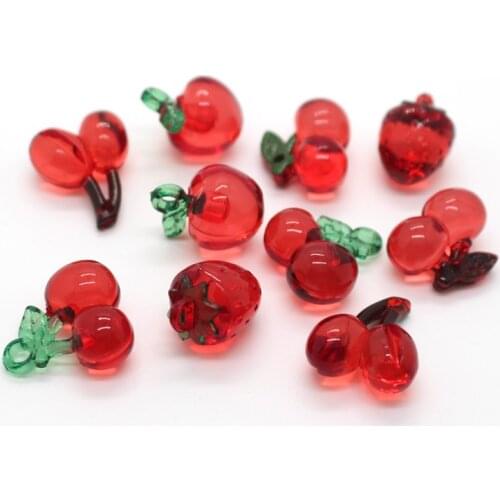 4pcs Cute Red Apple Cherry Strawberry Acrylic Earring Charms Small Fruit Earring Necklace Pendant Connector DIY Jewelry Make