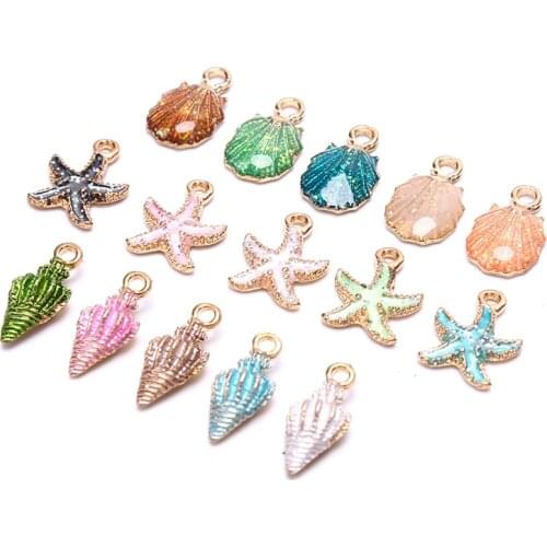 Nice Conch Sea Shell Charms Ocean Pendants Starfish Anklet Bracelet Necklace DIY Handmade Accessories Craft