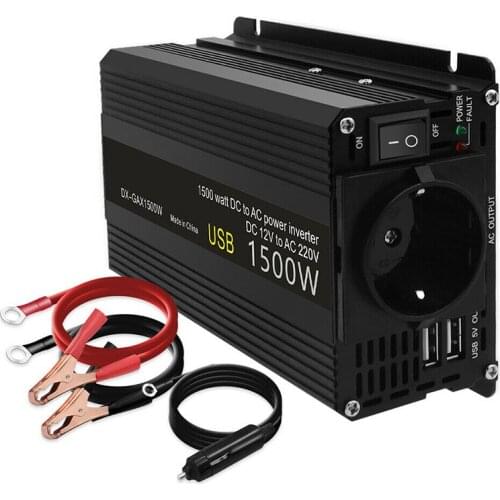 Car Voltage Power Converter 1500W Peak Inverter 12V to 230V DC 5V/3.1A USB Car Transformer Convert For Laptop TV Cell Phone Use