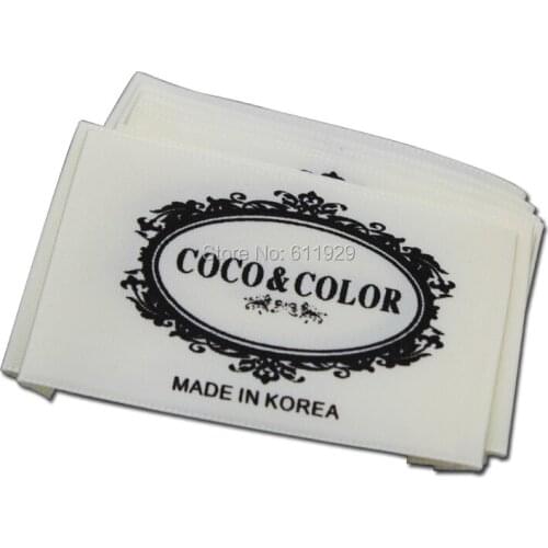 Free shipping custom clothing satin printed labels/shirt main labels/overcoat printed woven tags/dress labels 1000 pcs a lot