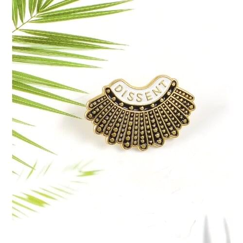 Punk Dissent Enamel Pins Custom Black Brooches Fashion Ruth Bader Ginsburg Button Badge Female Justice RBG Jewelry Gift for Girl