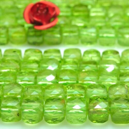 Natural Green Peridot Faceted Cube Beads Wholesale Loose Gemstones Semi Precious Stones for Jewelry Making Diy Bracelet Necklace