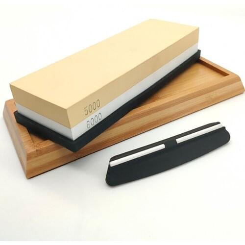 Double-sided whetstone 5000/8000 grit With bamboo base and angle guide set knife sharpener sharpening stone blade sharpener