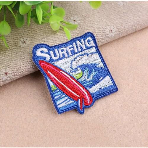 Europe America Australia Seacoast Surfing Theme Water Sports Symbol Patch for Surfer (Size:6.5x5.4cm)