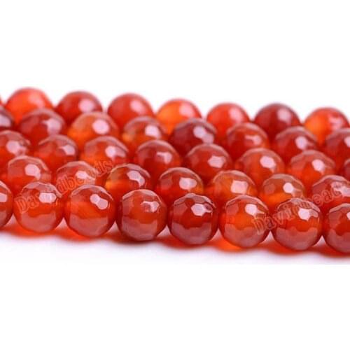 Fctory Price 16" Natural Stone Faceted Red Carnelian Agat Round Loose Beads 6 8 10 12MM Pick Size For Jewelry Making diy