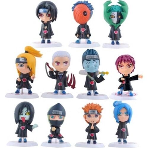 New Hot 11pcs/set Figure Birthday Gift Children Dolls Japanese Anime Naruto Akatsuki 2.6'' Figure Toys Model Action s2018