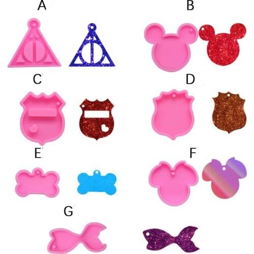 Mouse head shark epoxy resin keychain mold with holes DIY pet tag chocolate fudge silicone mold handmade jewelry pendant making