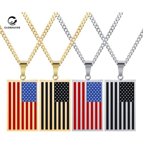 Hot sale Creative American flag pendant Military card Mens hangtag Personality necklace Friends gift Free shipping 667