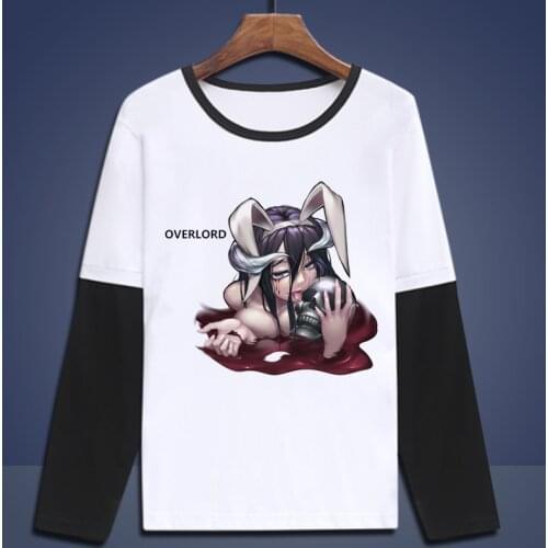 Unisex Anime Overlord T-Shirt Over Lord Ainz Ooal Gown albedo shalltear Cotton Casual T-Shirt Tee Long Sleeve Full T Shirt