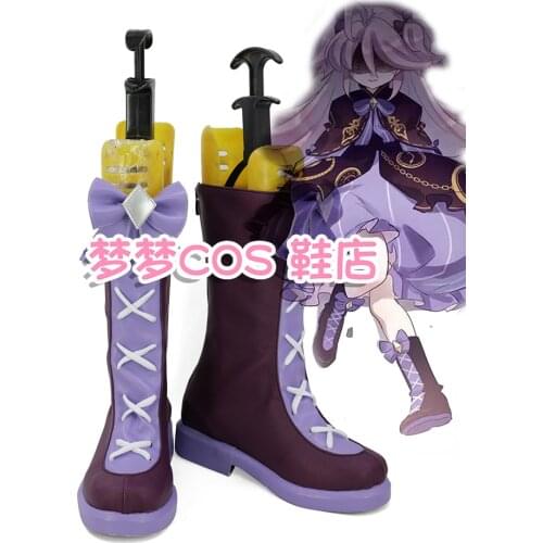 Honkai Impact 3 Sin·Mal Cosplay Shoes Purple High Heel Boots Shoes Custom Made Halloween Party Props