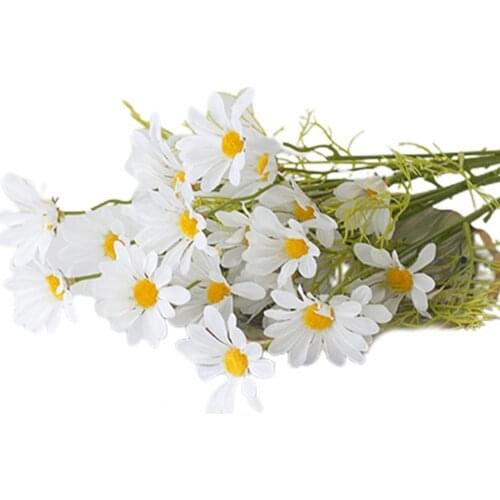 60% Hot Sale 5Pcs Artificial Flower Marguerite Party Supplies Faux Silk Flower Vase Pots Simulated Bouquet for Home