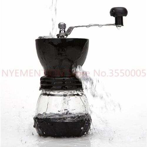 Ceramic Millstone Manual Coffee Grinder for Home Office with 2 Glass Sealed Pots Portable Coffee Mill tool Easy Cleaning 20pcs