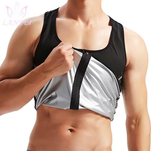 LANFEI Men Slimming Waist Trainer Vest Workout Compression Weight Loss Body Shapers Tops Sauna Sweat Waist Trainer Corset Shirt
