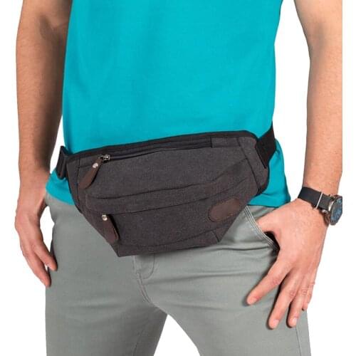 LD126 Canvas For Men Women Water Resistant Large Hiking Waist Bag