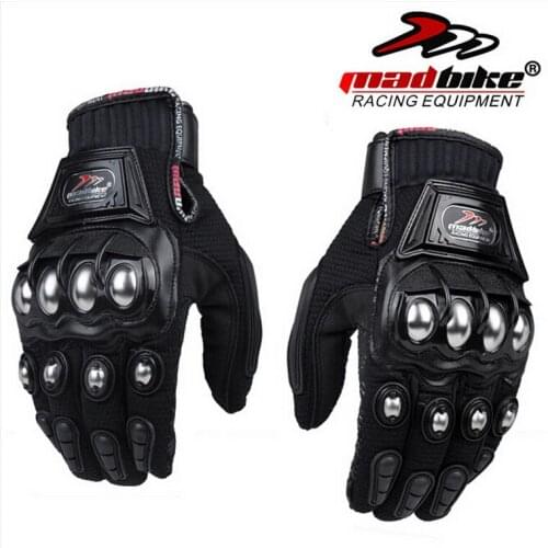 MADBIKE motorbike riding glove Off-road motorcycle gloves alloy Steel breathable drop resistance black red blue M L XL XXL