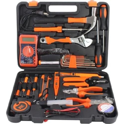 Multiple types Hand Tool Set Electrician Household Repair Hand Tool Kit with Plastic Toolbox Storage Case Wrench Screwdriver