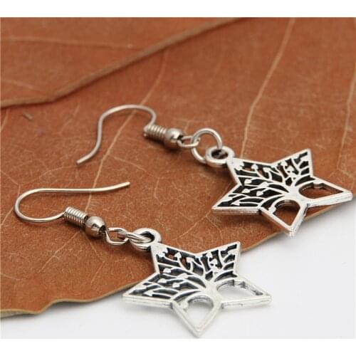 1Pair Pentagram Star Women Earrings Making Geometric Pentacle Shaped Dangle Gift Setting Jewelry Accessories E1948