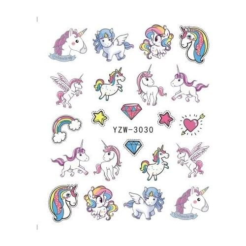 Unicorn Nail Water Sticker Mermaid Rainbow Cartoon Design Slider Nail Art Decal Beauty Foils Decoration