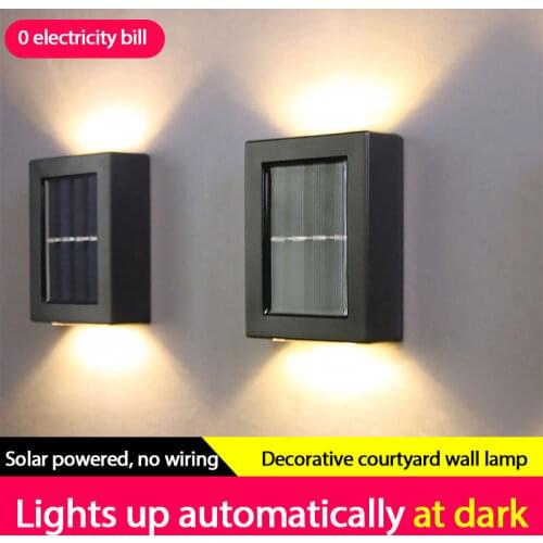 Solar 2LED SMD White/warm/colorful Wall Light Outdoor Waterproof IP65 Porch Garden Wall Lamp Courtyards Parks Decoration Light